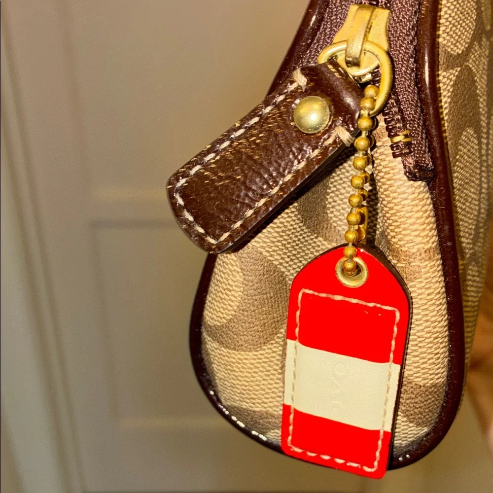 NEW Y2K VINTAGE Coach SIGNATURE HERITAGE STRIPE MAKEUP BAG COSMETICS TOILETRY
